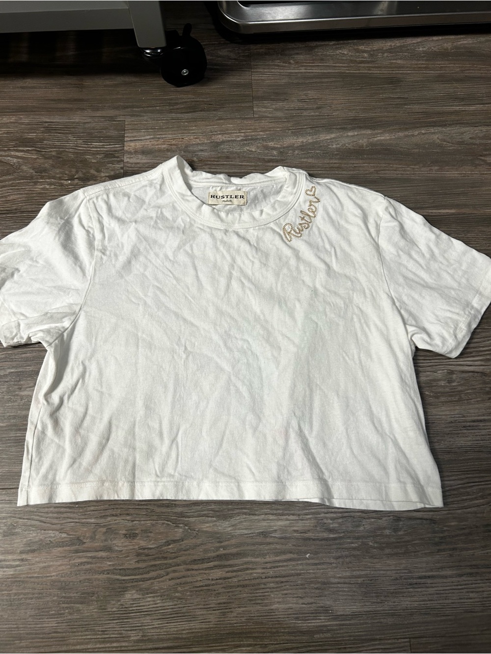 Rustler White Crewneck Tee with Subtle Script Accent